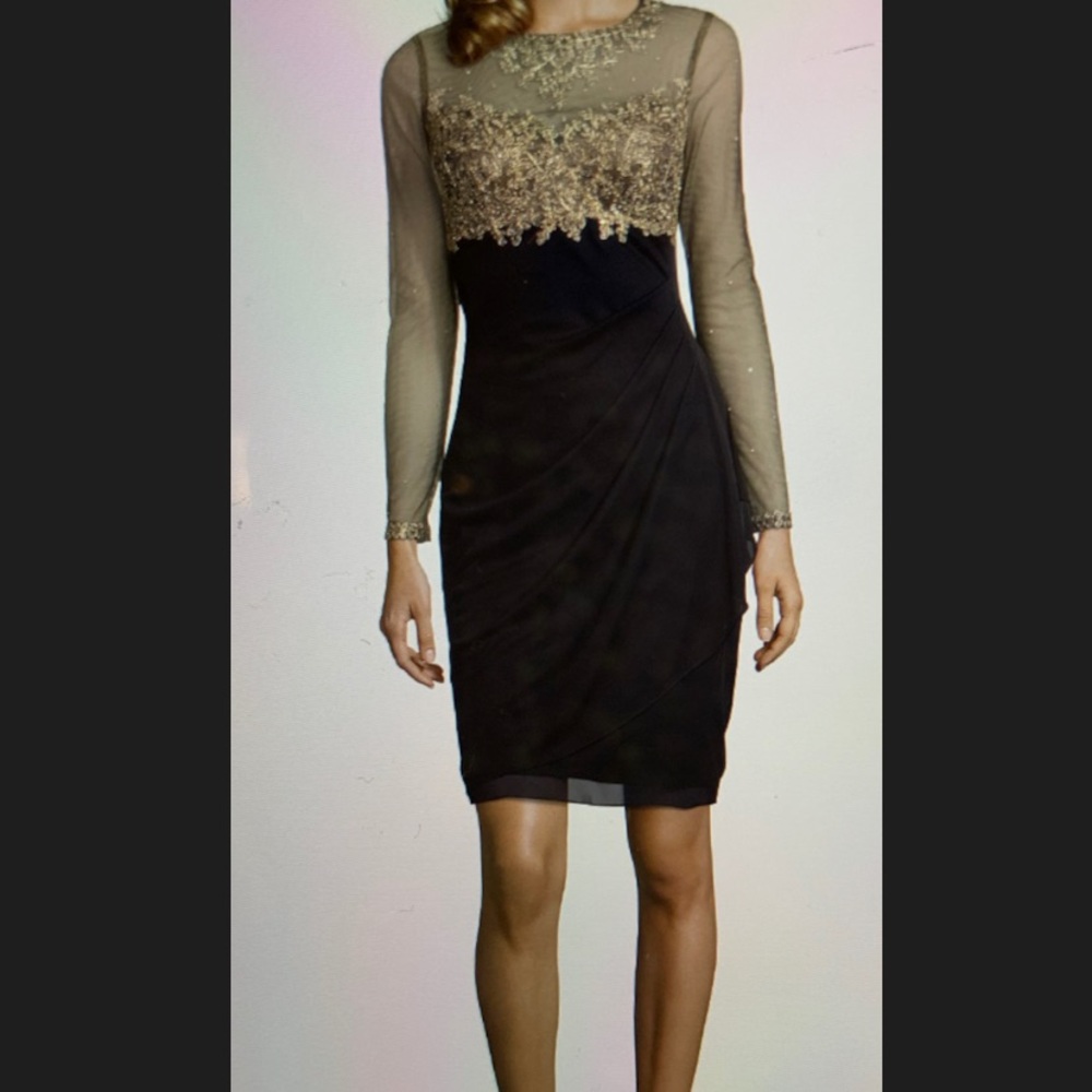 Petite Embellished Illusion Sheath Dress